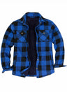 Front view of buffalo blue men's snap button flannel checked jacket