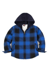 Toddler Boys and Girls Sherpa-Lined Full Zip Hooded Plaid Flannel Shirt