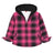 Front view of kids pink full zip flannel jacket