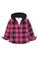 Front view of kids pink full zip flannel jacket