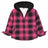 Front view of kids pink full zip flannel jacket