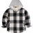 Front view of arctic storm toddler full zip plaid flannel hooded