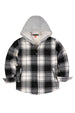 Front view of arctic storm toddler full zip plaid flannel hooded