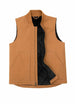 Front view of men's brown arctic quilted lined canvas work vest