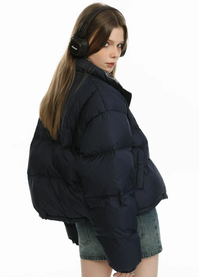 Women's Cropped Down Jacket, Relaxed Fit