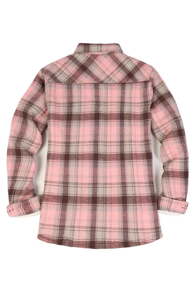 Women's Sherpa Lined Flannel Shirt Jacket,Button Down Flannel Shacket