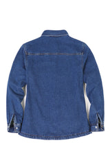 Women's Flannel-Lined Denim Shirt Jacket,Snap Jean Shacket