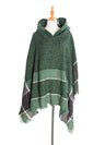 Women's Herringbone Striped Pattern Hooded Poncho