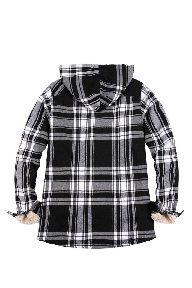 Women's Sherpa-Lined Flannel Hoodie, Full Zip Up