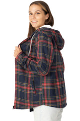 Women's Sherpa-Lined Flannel Hoodie, Full Zip Up