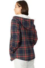 Women's Sherpa-Lined Flannel Hoodie, Full Zip Up