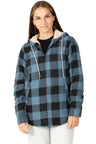 Women's Sherpa-Lined Flannel Hoodie, Full Zip Up