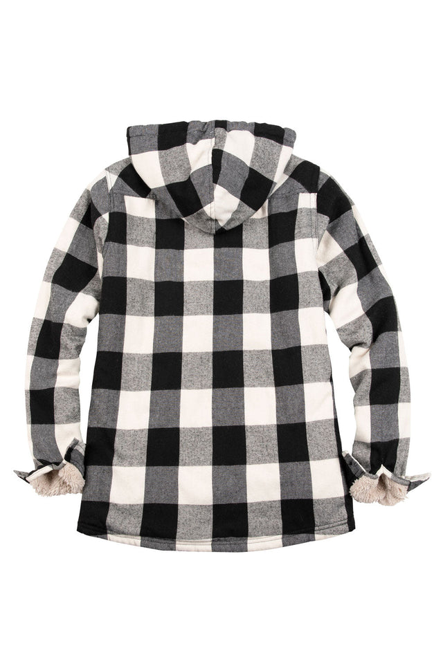 Women's Sherpa-Lined Flannel Hoodie, Full Zip Up