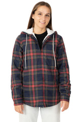 Women's Sherpa-Lined Flannel Hoodie, Full Zip Up