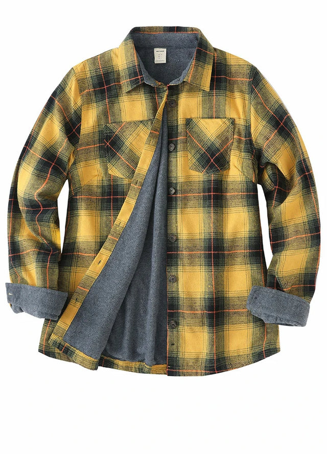 Women's Fleece Lined Plaid Button Down Flannel Shirt Jacket