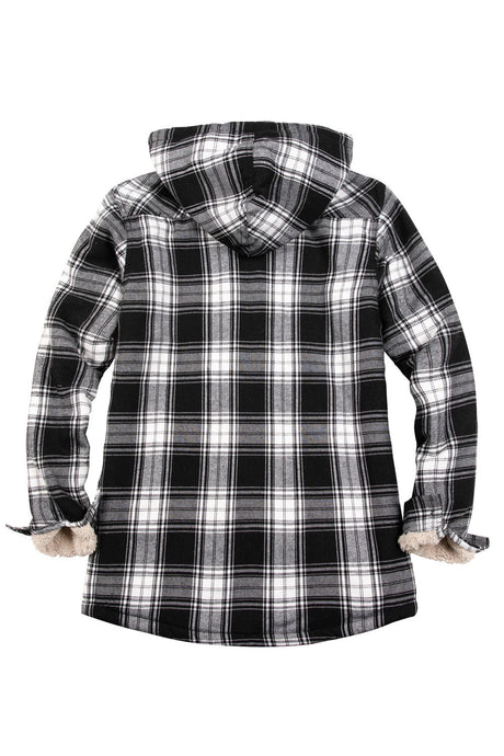 Women's Matching Family Black White Flannel Jacket with Hood