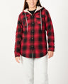 Women's Matching Family Sherpa Lined Red Flannel Jacket with Hood