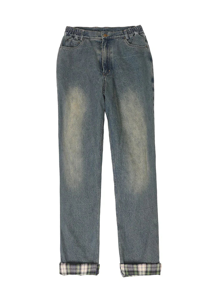 Men's Flannel Lined Flannel Lined Jeans,Straight Leg