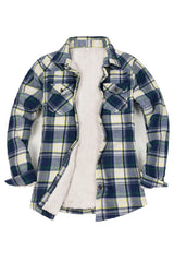 Women's Sherpa Lined Flannel Shirt Jacket,Button Down Flannel Shacket