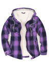 Women's Sherpa Lined Flannel Jacket with Hood,Button Up Plaid