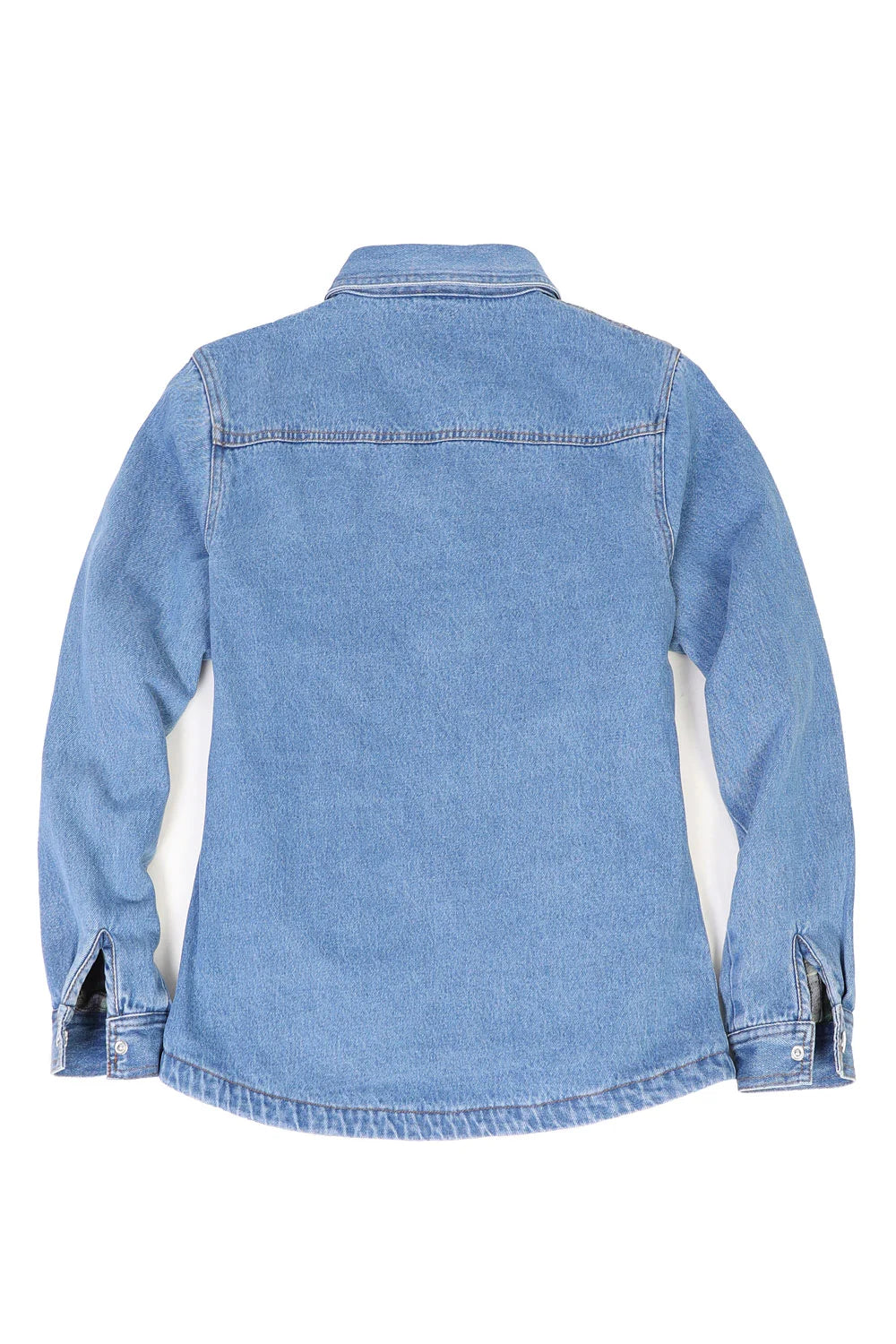 Women's Flannel-Lined Denim Shirt Jacket,Snap Jean Shacket – FlannelGo