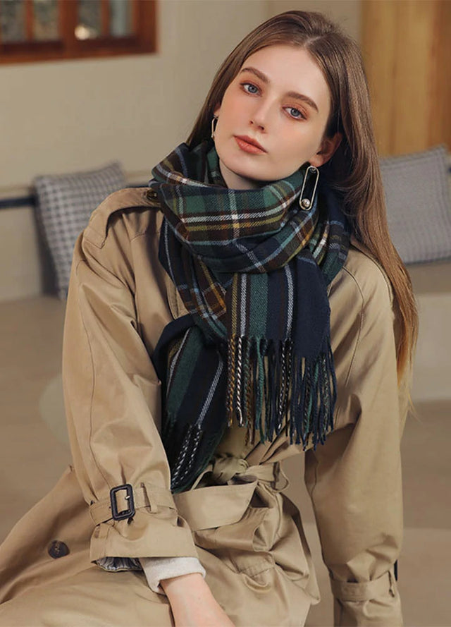 Women's Thickened Plaid Cashmere Feel Scarf