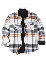 Men's Sherpa Fleece Lined Shacket,Button Down Plaid