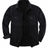 Front view of twill black men's warm sherpa lined fleece shirt jacket