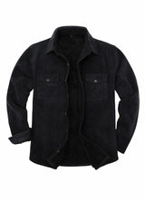 Men's Warm Sherpa Lined Twill Fleece Shirt Jacket