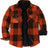 Front view of buffalo brown men's plaid sherpa lined shirt jacket