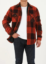 Men's Warm Sherpa Lined Plaid Shirt Jacket (Sherpa Lined Throughout)