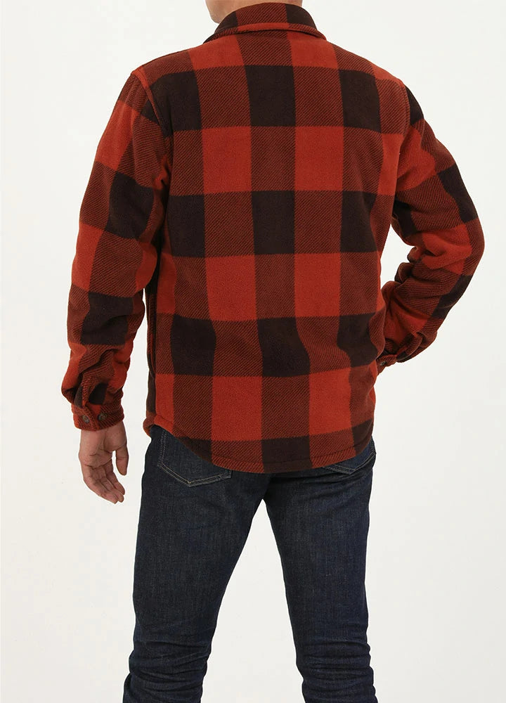 Men's Warm Sherpa Lined Plaid Shirt Jacket (Sherpa Lined Throughout)