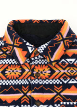 Men's Aztec Print Button Down Sherpa Lined Shirt Jacket