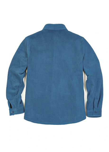 Back view of light blue men's outdoor fleece shirt jacket