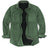 Front view of lark green men's warm sherpa lined fleece shirt jacket