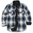 Front view of ocean breeze tartan men's plaid sherpa lined shirt jacket