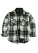 Front view of midnight dawn men's sherpa lined shacket