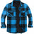 Front view of blue black men's durable sherpa lined shacket