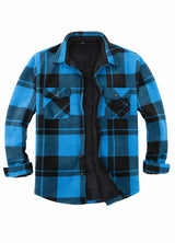 Men's Sherpa Lined Shacket,Button Down Plaid