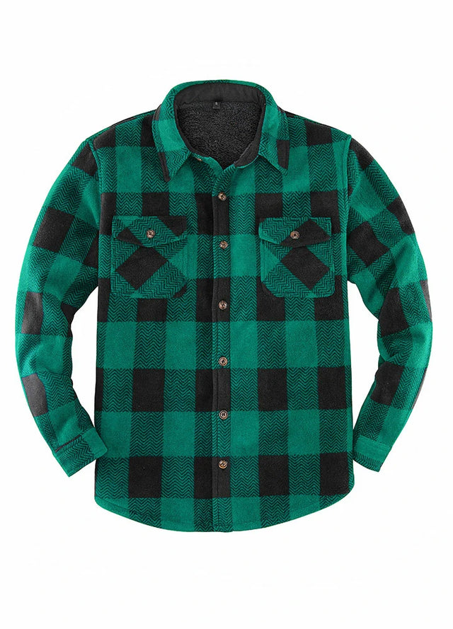 Men's Sherpa Lined Shacket,Button Down Plaid