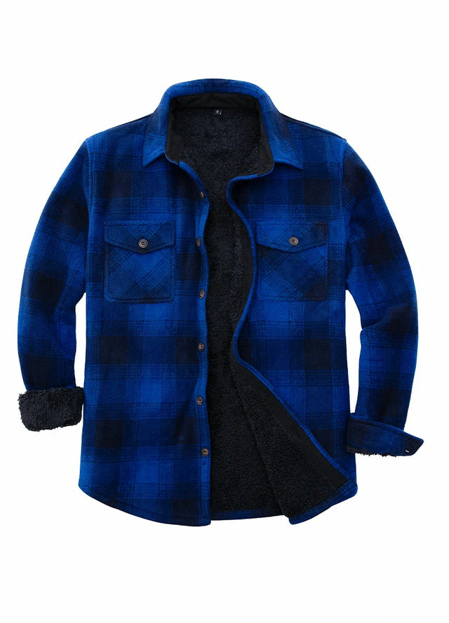 Men's Sherpa Lined Shacket,Button Down Plaid