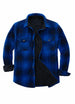 Front view of navy black men's sherpa lined shacket