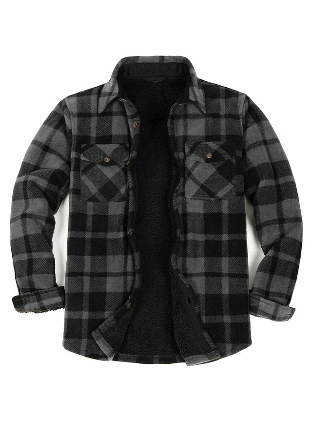 Men's Sherpa Lined Shacket,Button Down Plaid