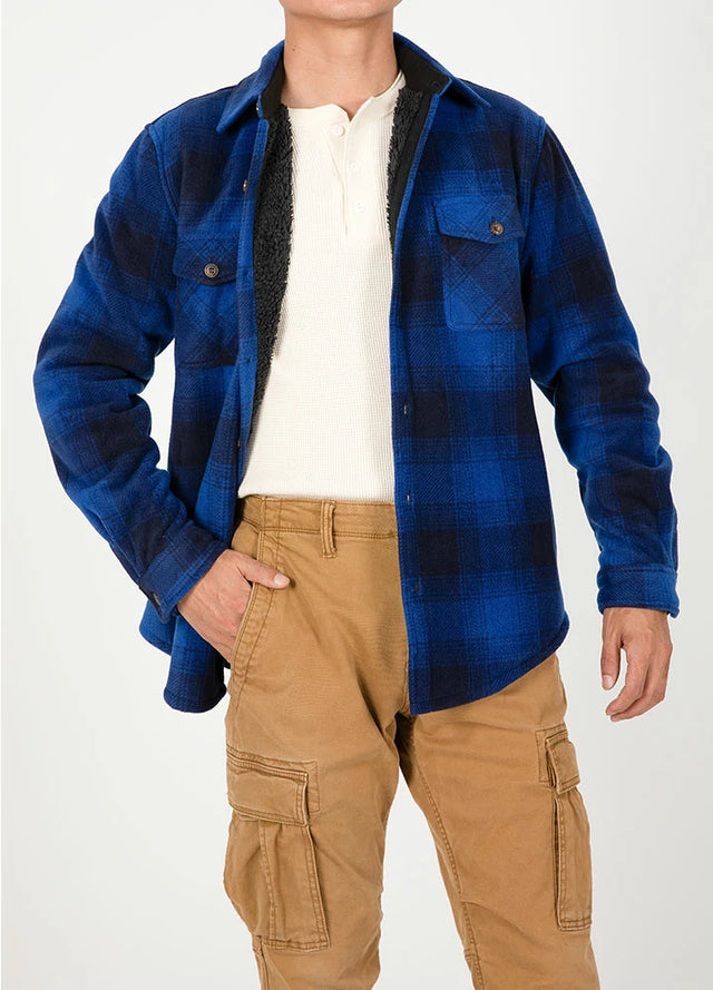 Men's Sherpa Lined Shacket,Button Down Plaid
