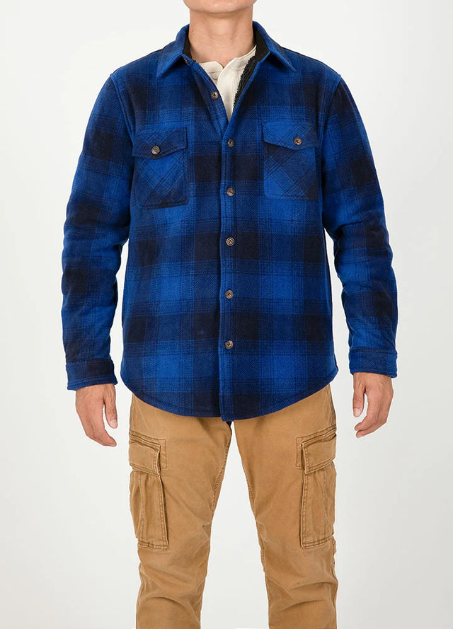 Men's Sherpa Lined Shacket,Button Down Plaid