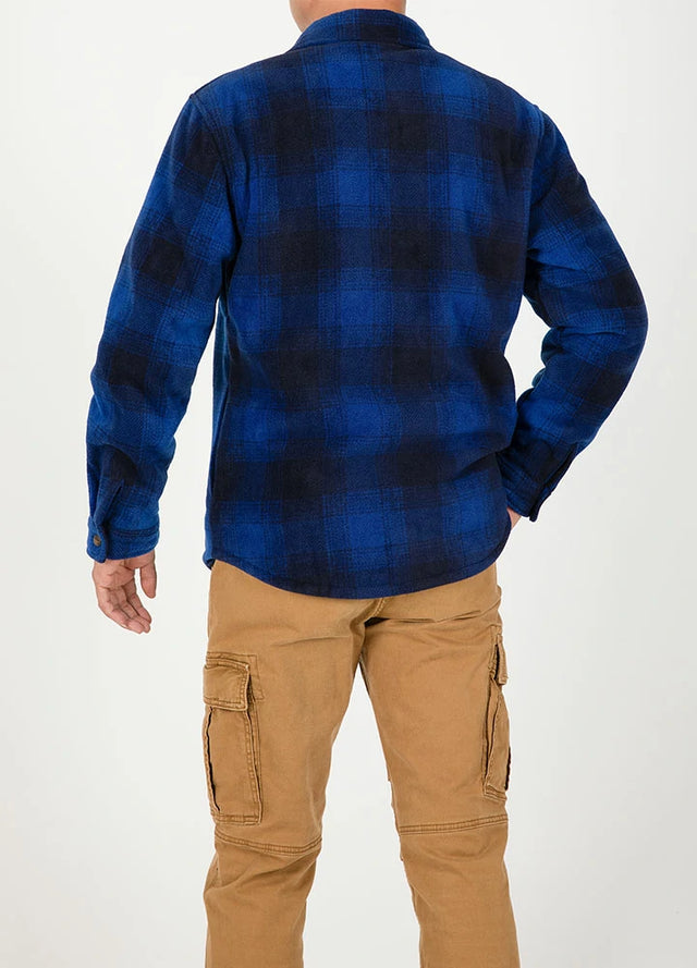 Men's Sherpa Lined Shacket,Button Down Plaid