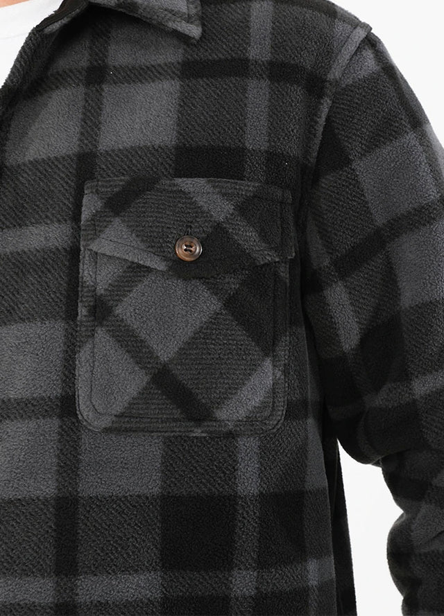 Men's Sherpa Lined Shacket,Button Down Plaid