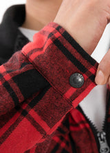 Men's Sherpa Lined Full Zip Up Flannel Plaid Hooded Jacket