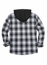 Men's Sherpa Lined Full Zip Up Flannel Plaid Hooded Jacket