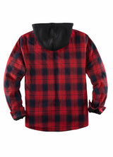 Men's Sherpa Lined Full Zip Up Flannel Plaid Hooded Jacket